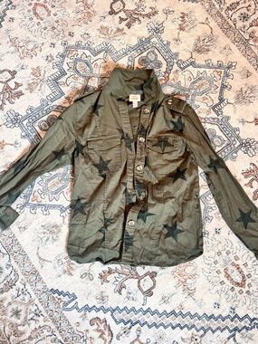 Knox Rose Olive Green Star Print Utility Shirt